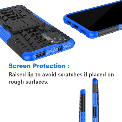 Miniatura 4 de Funda de teléfono para Xiaomi Redmi Note 10/10S 4G con protector de pantalla de vidrio templado y soporte Soporte Soporte duro resistente híbrido