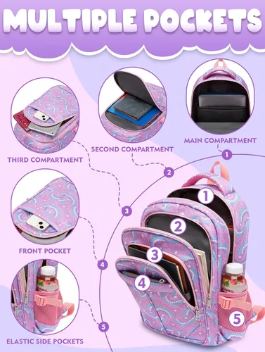 Miniatura 34 de BLUEFAIRY - Mochilas para niños y niñas, escuela primaria, jardín de niños