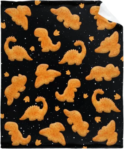 Miniatura 11 de Manta de Nuggets de Pollo - Manta de Franela Ultra Suave de Nuggets de Dinosaurio para Niños - Divertida Manta de Comida Decoración del Hogar