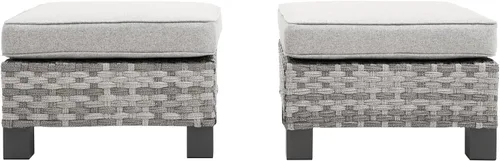 Miniatura 4 de Otomanas otomanas de mimbre para patio al aire libre, 2 piezas, otomana de ratán para todo tipo de clima, reposapiés cuadrado para exteriores