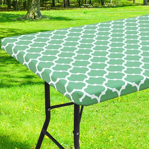 Miniatura 20 de Smiry Mantel cuadrado para mesa de pícnic, manteles de camping impermeables elásticos ajustables, protector de mantel de vinilo con respaldo de Gris