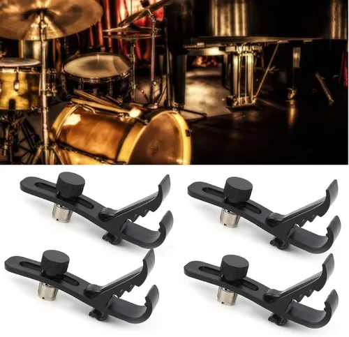 Miniatura 8 de Watris Veiyi - Clips para micrófono de tambor - 4 piezas, abrazaderas de montaje a prueba de golpes