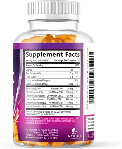 Miniatura 9 de Gomitas de probióticos para la salud digestiva, 6 cepas únicas para apoyo inmunológico diario y salud intestinal, apoya el estreñimiento, los gases