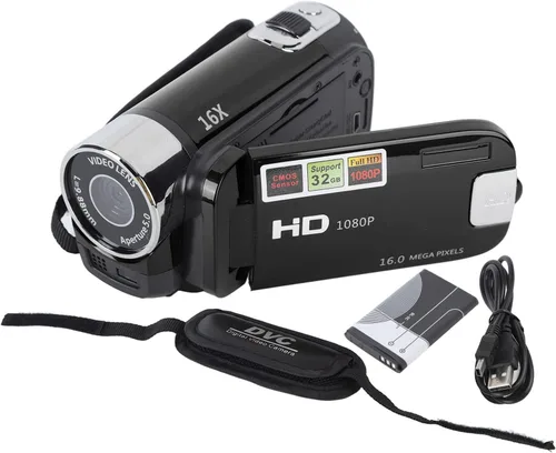 Miniatura 9 de Videocámara, cámara de vídeo digital de 1080P y 16 MP, grabadora para vlogs, pantalla TFT de 2.7" con rotación de 270 grados, zoom digital de 16X
