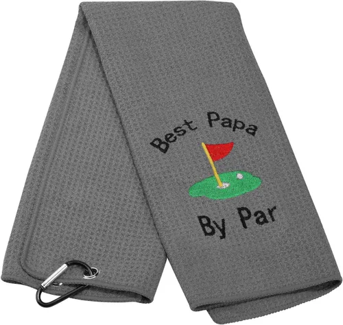 Miniatura 16 de JXGZSO Toalla de golf bordada para papá, toalla de golf bordada con clip (Best Dad by par)