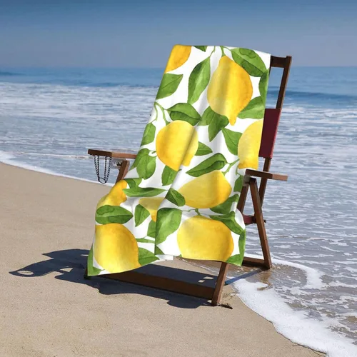 Miniatura 6 de VOOHDDY Toalla de playa de frutas verdes amarillo limón, grande, suave, absorbente, de secado rápido, toallas de baño de gran tamaño para baño