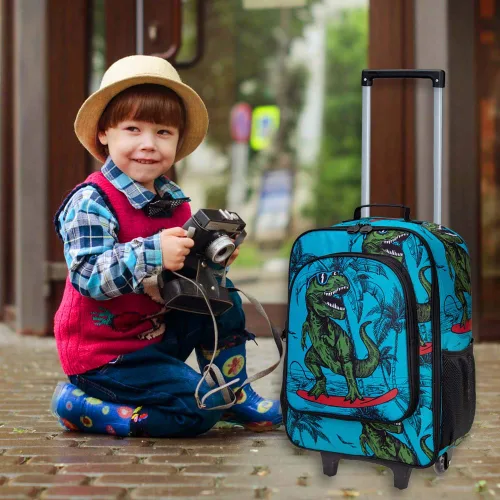 Miniatura 7 de AGSDON Maleta infantil para niños, lindas ruedas de equipaje con ruedas de dinosaurio para niños pequeños