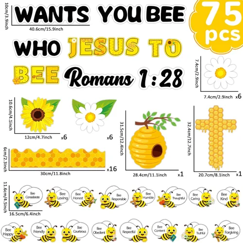 Miniatura 2 de gisgfim Decoración de tablón de anuncios de primavera con diseño de abeja Jesús, abeja, Jesús quien quiere que te abeja, decoración de aula