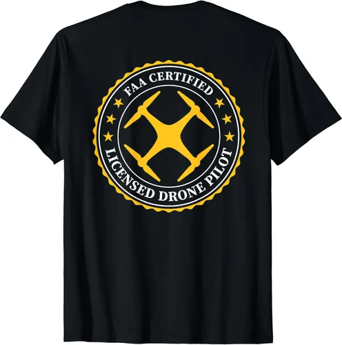 Miniatura 2 de Camiseta con licencia FAA Drone Pilot - Diseño frontal y trasero, Negro, S