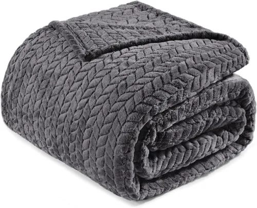 Exclusivo Mezcla - Manta de forro polar tamaño King para cama, 90 x 104 pulgadas, mantas suaves y acogedoras de franela jacquard, ligeras y cálidas