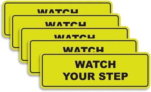 Miniatura 21 de Signs ByLITA Letrero estándar para pared o puerta con texto en inglés «Watch Your Step», señalización de salud y seguridad (negro), mediano