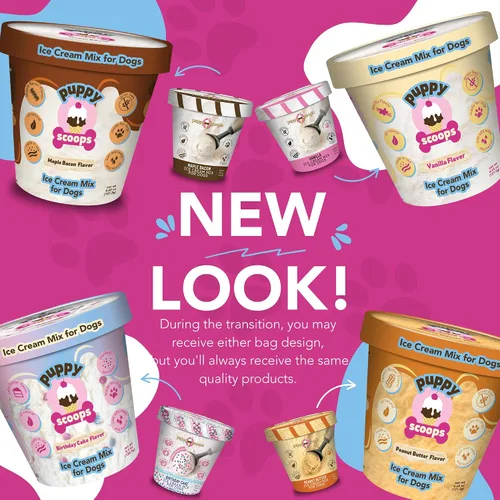 Miniatura 9 de Puppy Scoops Mezcla para helado, para perros: Mantequilla de maní. Añada agua y congélelo en casa.