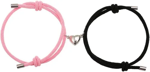 YUQCUZEU 2 pulseras en forma de corazón para parejas, cuerda de cadena, pulsera de amistad, regalo para novio, novia, mujeres y hombres, Cuerda,