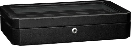 Miniatura 7 de ROTHWELL Caja de reloj de cuero con 12 ranuras para hombre, organizador de exhibición de lujo para relojes, forro de microgamuza, soporte