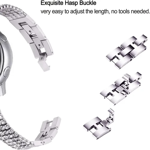 Miniatura 7 de DEALELE Correas compatibles con Samsung Galaxy Watch 6/6 Classic / 5/5 Pro / 4/4 Classic / 3 1.614 in / Active 2, correa de repuesto de metal de 1#