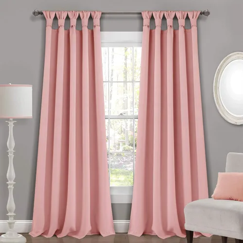 Miniatura 15 de EcoDrapes Paneles de cortina macizos con pestañas trenzadas para casa de lujo (rosa bebé, 52 pulgadas de ancho por 63 pulgadas de largo, 1 panel)