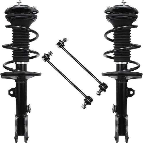 Miniatura 36 de Detroit Axle - Kit de 4 barras estabilizadoras delanteras para Ford F-150 2021 2022 2023 2024, 2 puntales con resorte helicoidal, 2 eslabones