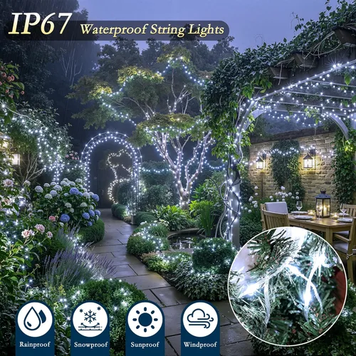 Miniatura 4 de Luces de Navidad para exteriores, 800 LEDs 79.8 m Cadena de luces para árbol de Navidad, impermeables IP67, 8 modos, luces festivas blancas frías