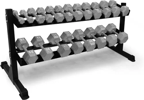 Miniatura 17 de WF Athletic Supply Juego de mancuernas de hierro fundido, juego de mancuernas hexagonales sólidas, color gris, entrenamiento de fuerza, pesas libres