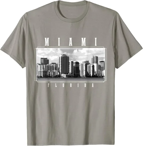 Miniatura 20 de Miami Skyline Florida Pride Vintage Miami Camiseta, Negro