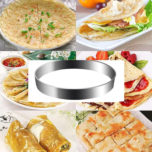 Miniatura 4 de Molde para panqueques, paquete de 2 anillos para panqueques de 8 pulgadas, anillo de tortilla de acero inoxidable con mango aislado de silicona