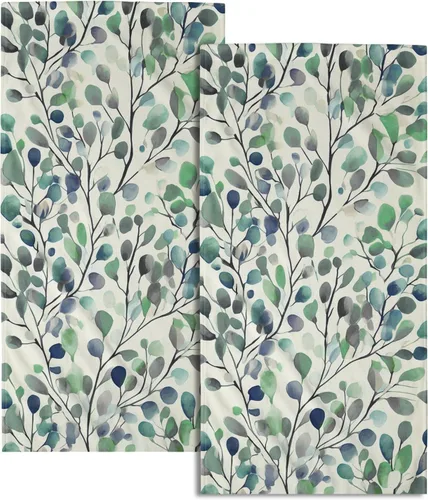 Miniatura 25 de Juego de 2 toallas de mano para el 4 de julio, 14 x 28 pulgadas, diseño patriótico de hojas florales rojas y azules, absorbentes y suaves