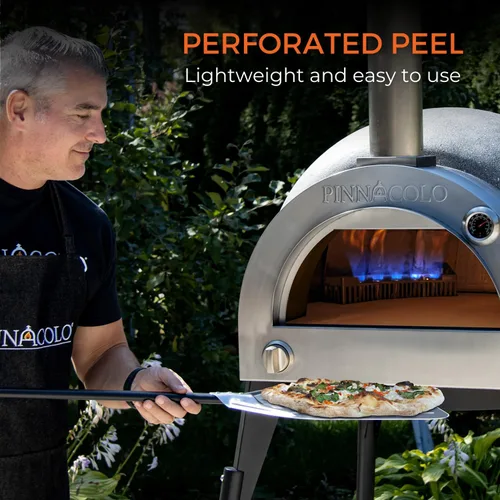 Miniatura 4 de Cáscara de pizza de aluminio perforado de 16 pulgadas con asa, ligera y premium, perfecta para pizza, pan y pasteles caseros