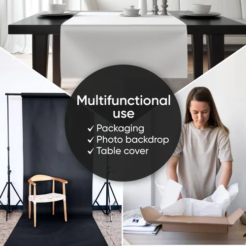 Miniatura 5 de Juego de rollos de papel kraft blanco y negro de 12 x 1200 pulgadas (100 pies), grosor de 45 libras, fabricado en los Estados Unidos, ideal
