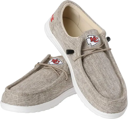 FOCO Men's NFL Team Logo Lightweight Loafers Lace Up Cotton Knit Shoes