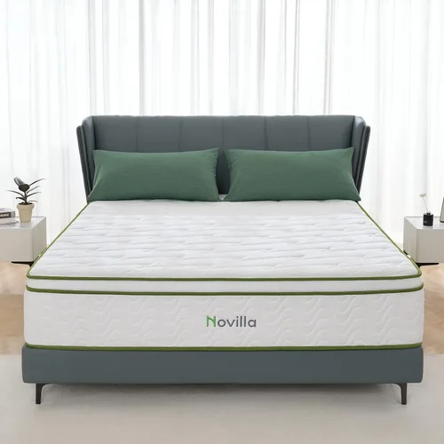 Miniatura 6 de Novilla Colchón tamaño King de espuma viscoelástica de gel de 12 pulgadas, para aliviar la presión y dormir por la noche fresca, colchón suave King
