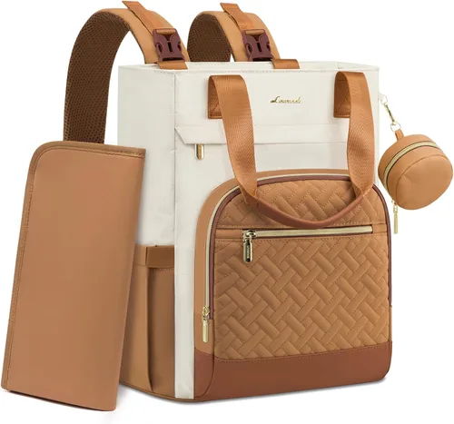 Miniatura 13 de LOVEVOOK Mochila para pañales, bolsa de bebé portátil de gran capacidad con cambiador de pañales plegable, bolsas de pañales impermeables para bebé