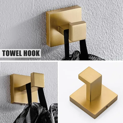 Miniatura 5 de YACVCL Juego de 5 piezas de accesorios de baño de oro cepillado, juego de toalleros de baño de acero inoxidable SUS304 de 23.6 pulgadas, accesorios