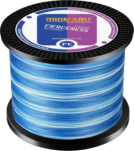 Rikimaru - Sedal de pesca trenzado, resistente a la abrasión, Superline con cero elasticidad y baja memoria. Diámetro extrafino 327-1094 yardas,