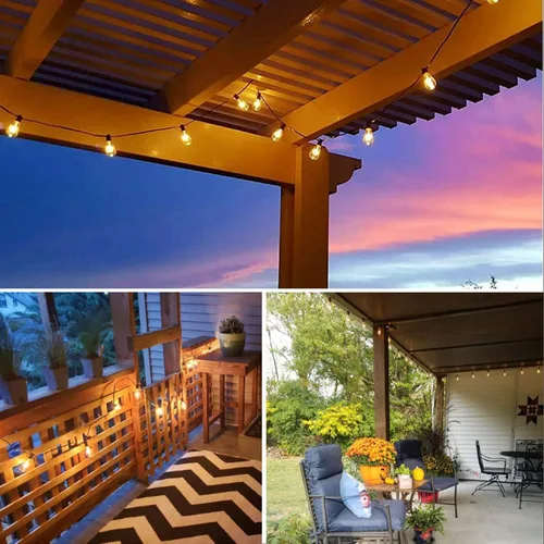 Miniatura 8 de ZOTOYI Luces de Cadena para Exteriores de 25 Pies, Luces de Patio Impermeables IP65 con 13 Bombillas LED ST38 Irrompibles, Luz Colgante Exterior