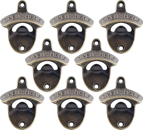 Miniatura 37 de 15 paquetes clásicos de abridor de tapa de cerveza montado en la pared, abridor de botellas negro con tornillo, abridor de tapas de botellas