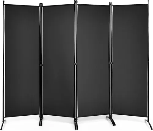 Giantex Divisor de habitación de 4 paneles de 5.6 pies de alto, color negro, pantalla de privacidad plegable portátil ligera, divisor de pared