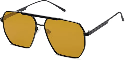 SOJOS Gafas de sol polarizadas cuadradas retro de gran tamaño para mujeres y hombres, estilo vintage, UV400, gafas de sol clásicas grandes de metal