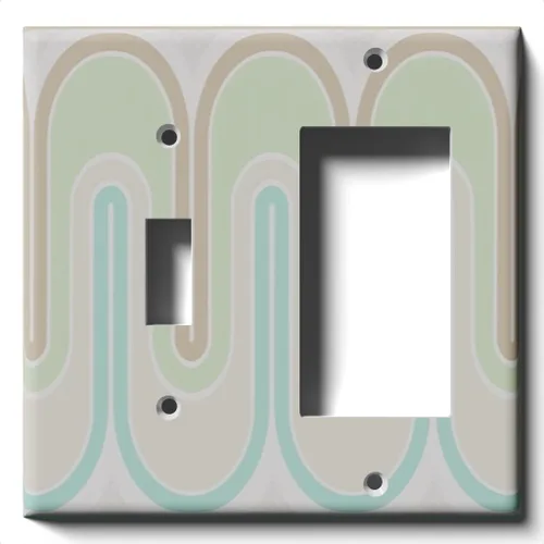 Miniatura 7 de Placa decorativa para cubierta para interruptor de luz, ondas retro verdes, placa de pared de palanca individual Single Toggle