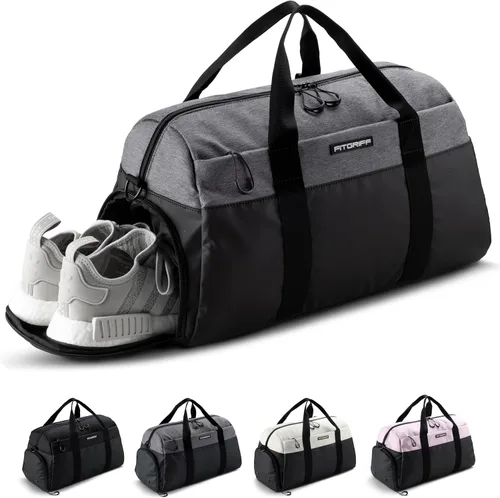 Fitgriff Bolsa de gimnasio V2 para hombres y mujeres con compartimento para zapatos y artículos húmedos, bolsa de lona para viajes, deportes,