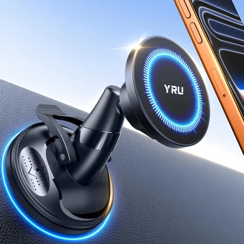 YRU Soporte de teléfono de grado militar verdadero mejorado para Magsafe Soporte de automóvil giratorio de 360° con succión al vacío, 2800gf soporte