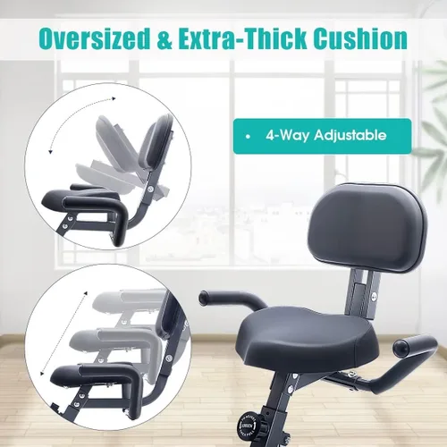 Miniatura 3 de Merax Bicicleta estática plegable, 3 en 1, bicicleta estática magnética para el hogar con resistencia de 16 niveles, bicicleta de ciclismo vertical