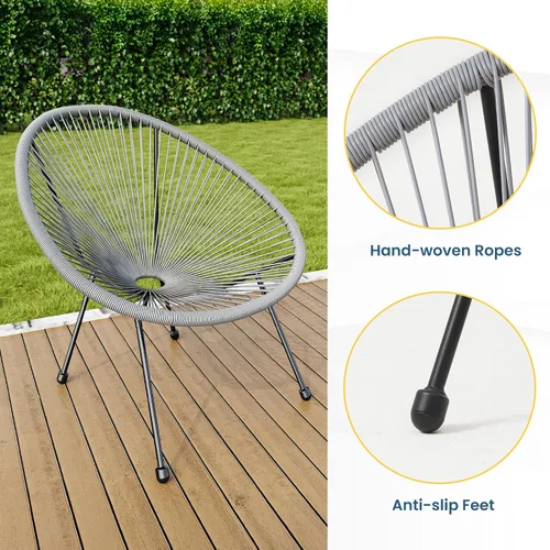 Miniatura 4 de Wisteria Lane Juego de 3 piezas para patio bistró, juego de silla y mesa Acapulco para exteriores, juego de muebles de patio para todo tipo de Gris