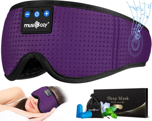 Miniatura 8 de MUSICOZY - Auriculares para dormir 3D Bluetooth 5.4, máscara de ojos transpirable inalámbrica, auriculares para dormir con diadema para personas que