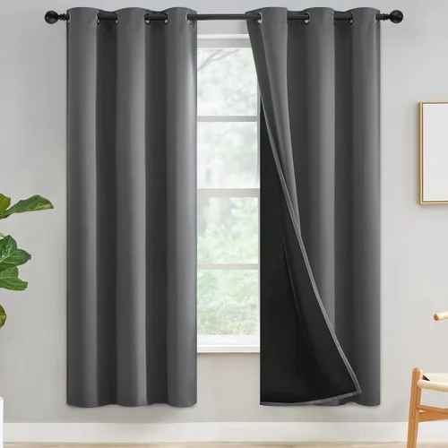 Miniatura 232 de Yakamok Cortinas negras, cortinas de ventana con aislamiento térmico y eficiencia energética para dormitorio, cortinas opacas completas y cortinas