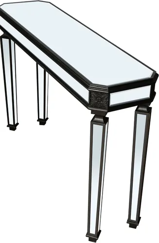 Miniatura 7 de Mesa de consola con espejo de 48 pulgadas, mesa de entrada moderna de plata glamorosa con borde tallado negro vintage con espejo de vidrio para sala