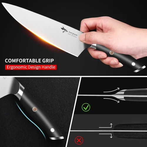 Miniatura 5 de MAD SHARK Cuchillo de chef de 8 pulgadas, cuchillo de cocina alemán de acero inoxidable de alto carbono, borde afilado de grado profesional, regalo