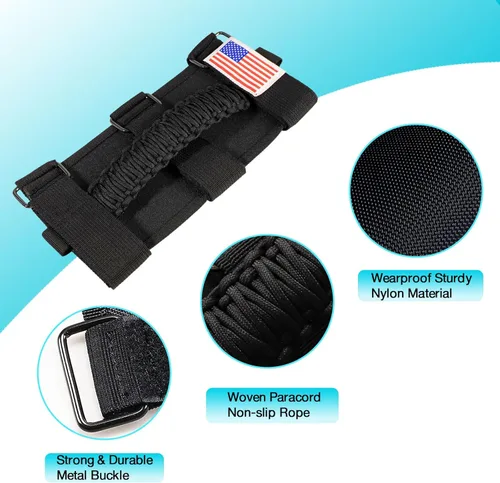 Miniatura 4 de GAIZON Paquete de 4 asas de agarre con paracord para barra enrollable para accesorios de Jeep Wrangler CJ YJ TJ JL JK LJ JLU JKU Sahara Freedom