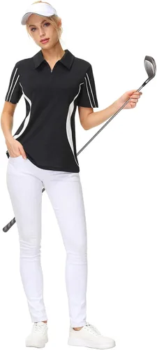 Miniatura 5 de JACK SMITH Women Golf Polo Shirts Zipper Moisture Wicking Tennis Shirts Short Sleeve Slim Fit Sport Active Tops S-XXL