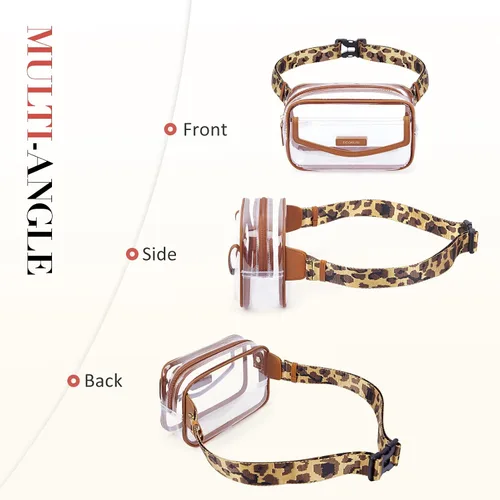 Miniatura 6 de ECOSUSI Riñonera transparente aprobada para estadios, bolsa transparente para conciertos, pequeña bolsa de plástico PVC transparente, bolsa