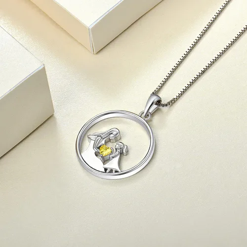 Miniatura 5 de YL Collar con colgante de corazón de plata de ley para madre e hijohija, regalo para mamás